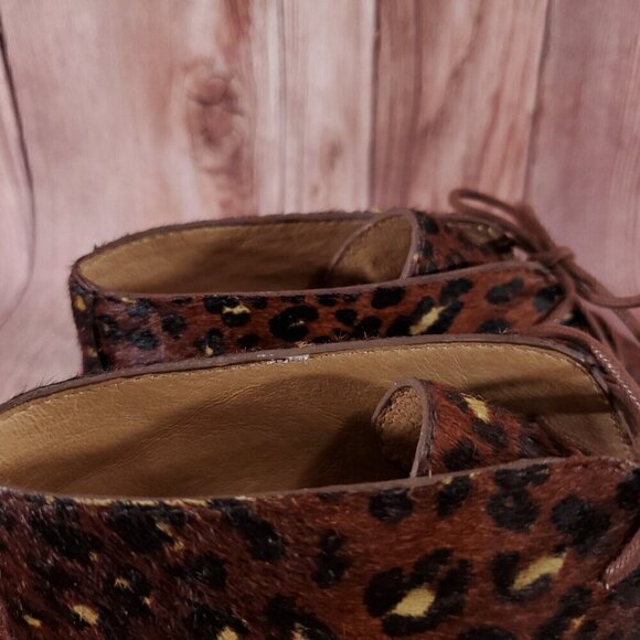 Madewell Womens Size 9 The Wren Boots Painted Leopard Calf Hair Lace Up MA484 - Picture 9 of 16